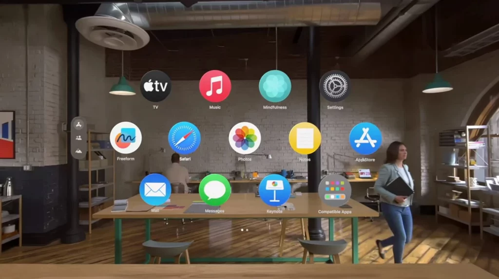 Interfaz de apps dentro de Apple Vision Pro
